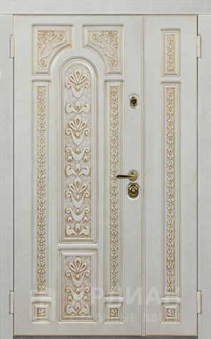 Фото №2 «Входная стальная дверь с отделкой белого цвета с патиной №28»